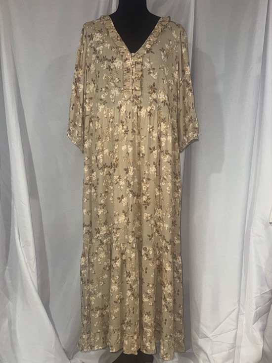 Calista Dresses & Skirts - Neutral Floral Tiered Maxi Dress in Beige